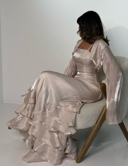 Light Pink Ruffle Prom Dresses Sparkle Organza Evening Party Dress,LTP4207