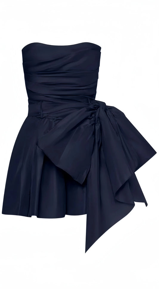 Navy Blue Strapless Homecoming Dresses With Bowknot, LTP3273
