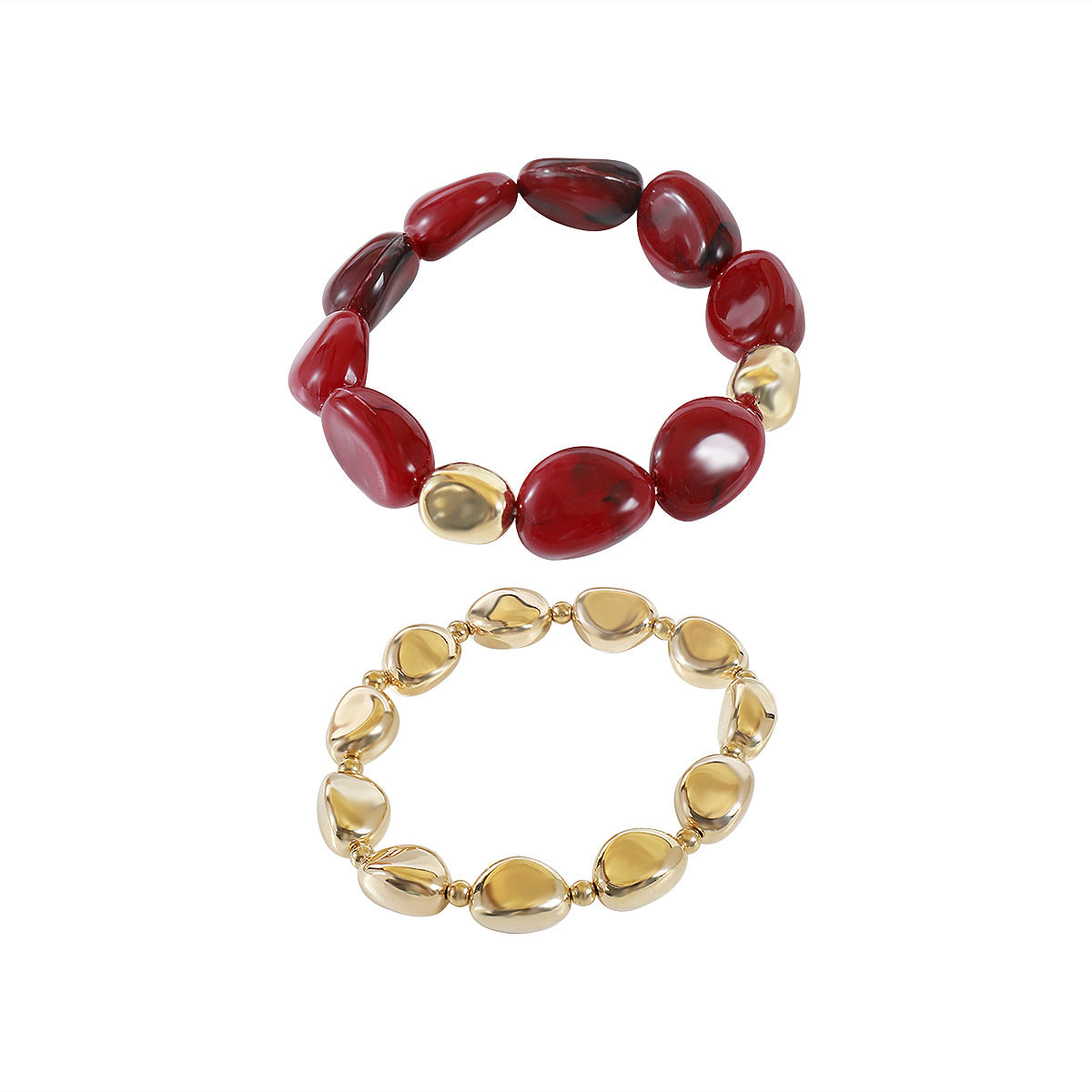 Bohemian geometric irregular beaded resin necklace stacked bracelet