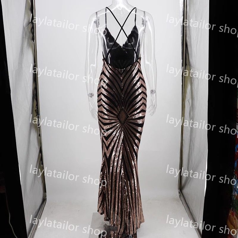 Discount Rose Gold Sequin Mermaid Prom Dresses 2024