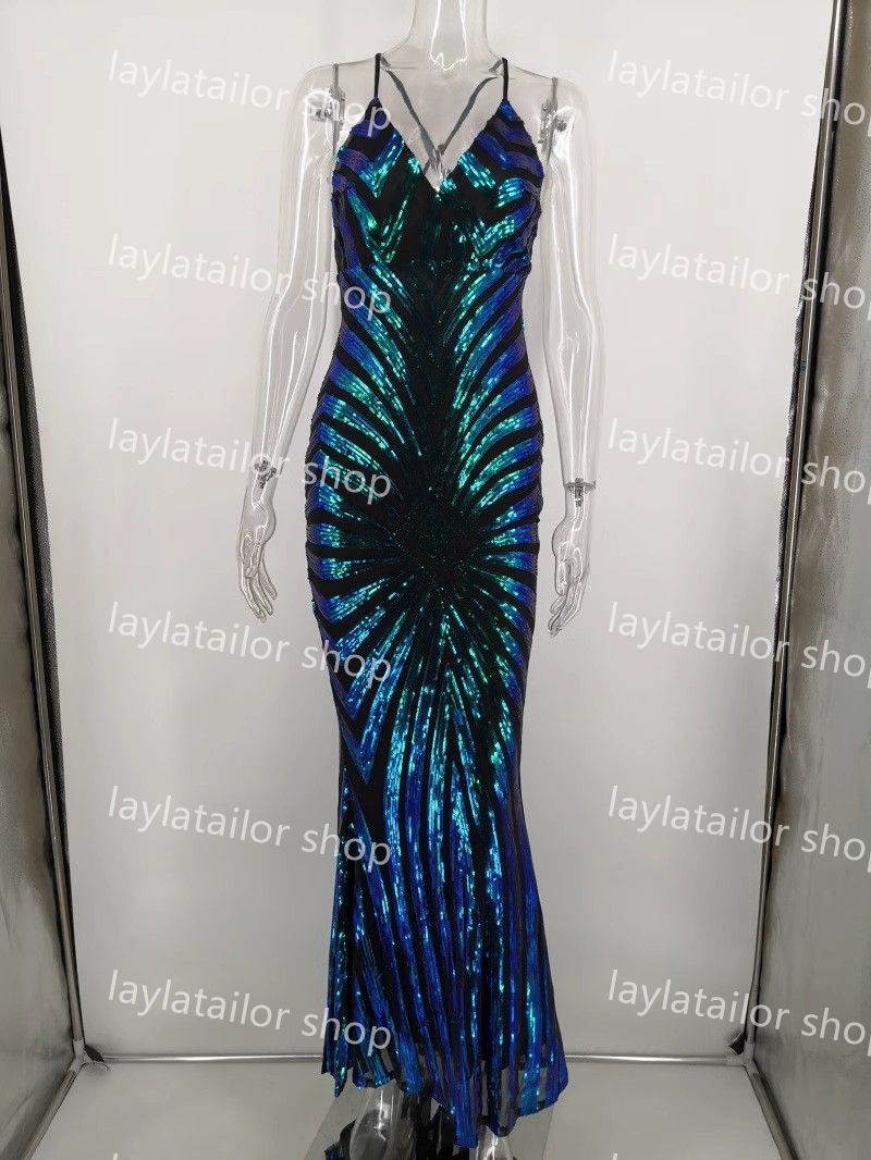 Discount Rose Gold Sequin Mermaid Prom Dresses 2024
