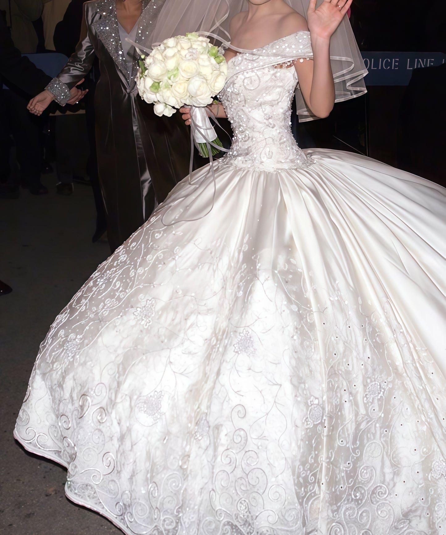 Off The Shoulder White Beaded Wedding Dress,LTP3548