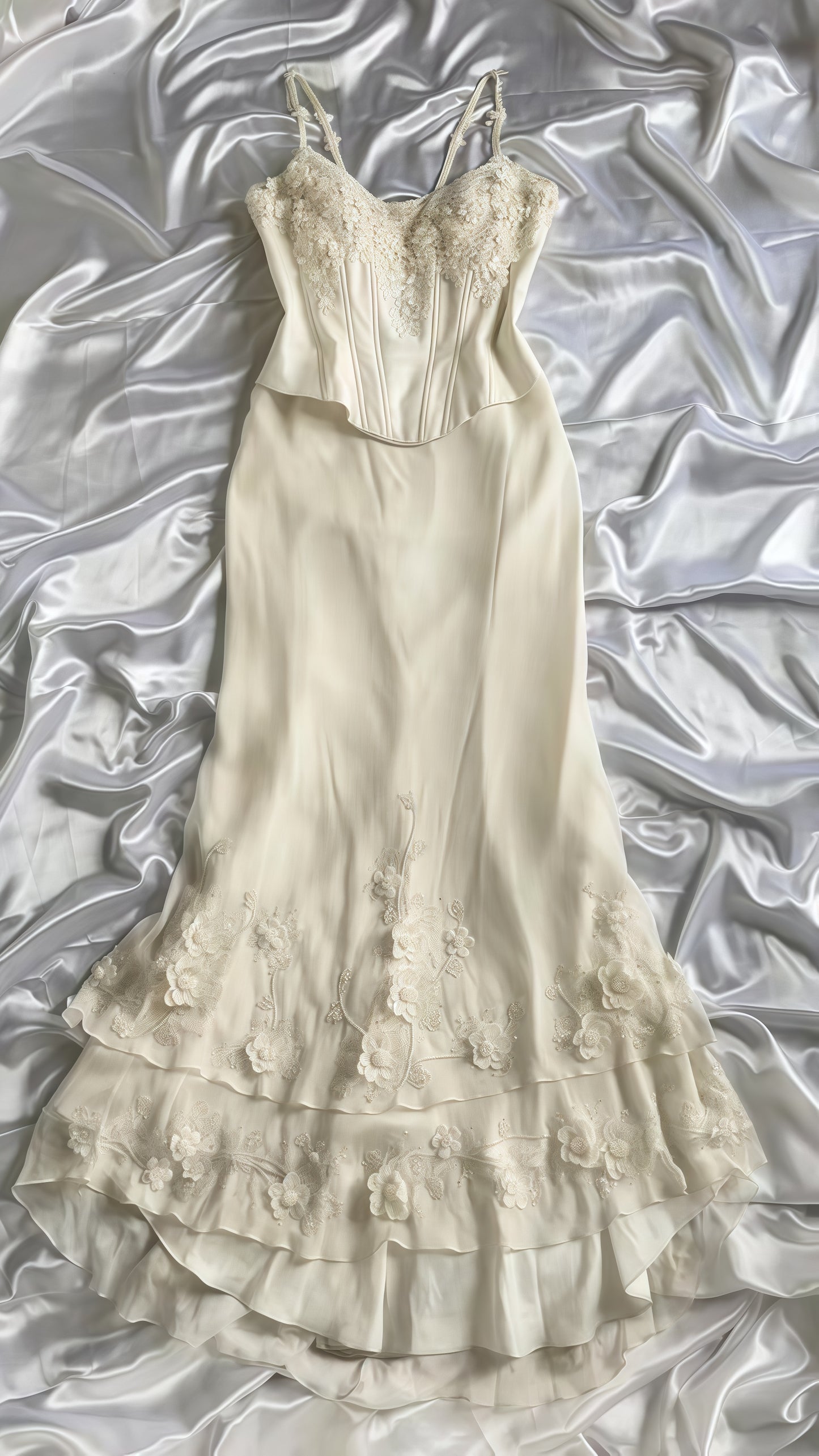 Off White Chiffon Appliques Party Dress, Two Pieces Mermaid Prom Dress,LTP3555