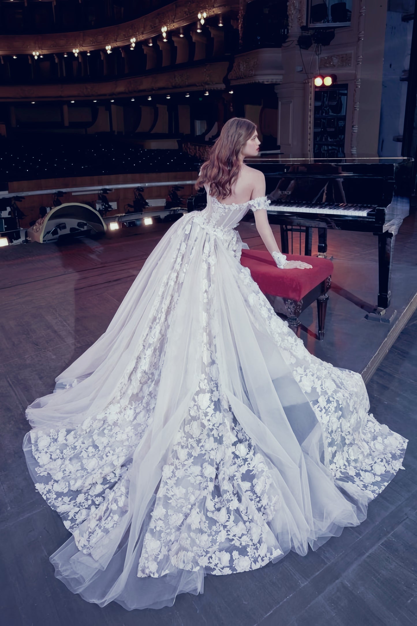 Off The Shoulder White 3D Floral Wedding Dress Boho Wedding Bridal Dress, LTP3400