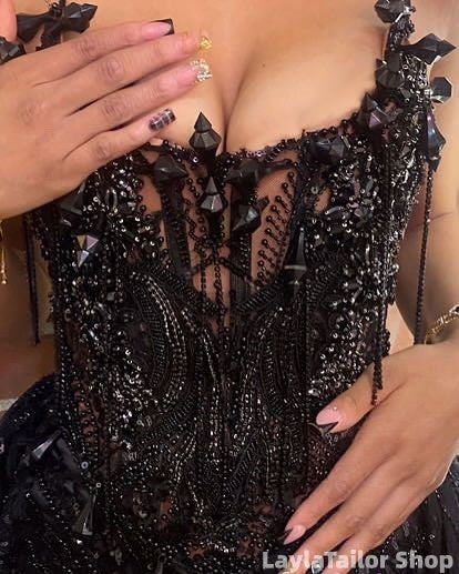 Sexy Black Tube Top Herringbone Beaded 19th Birthday Homecoming Dress LTP82581