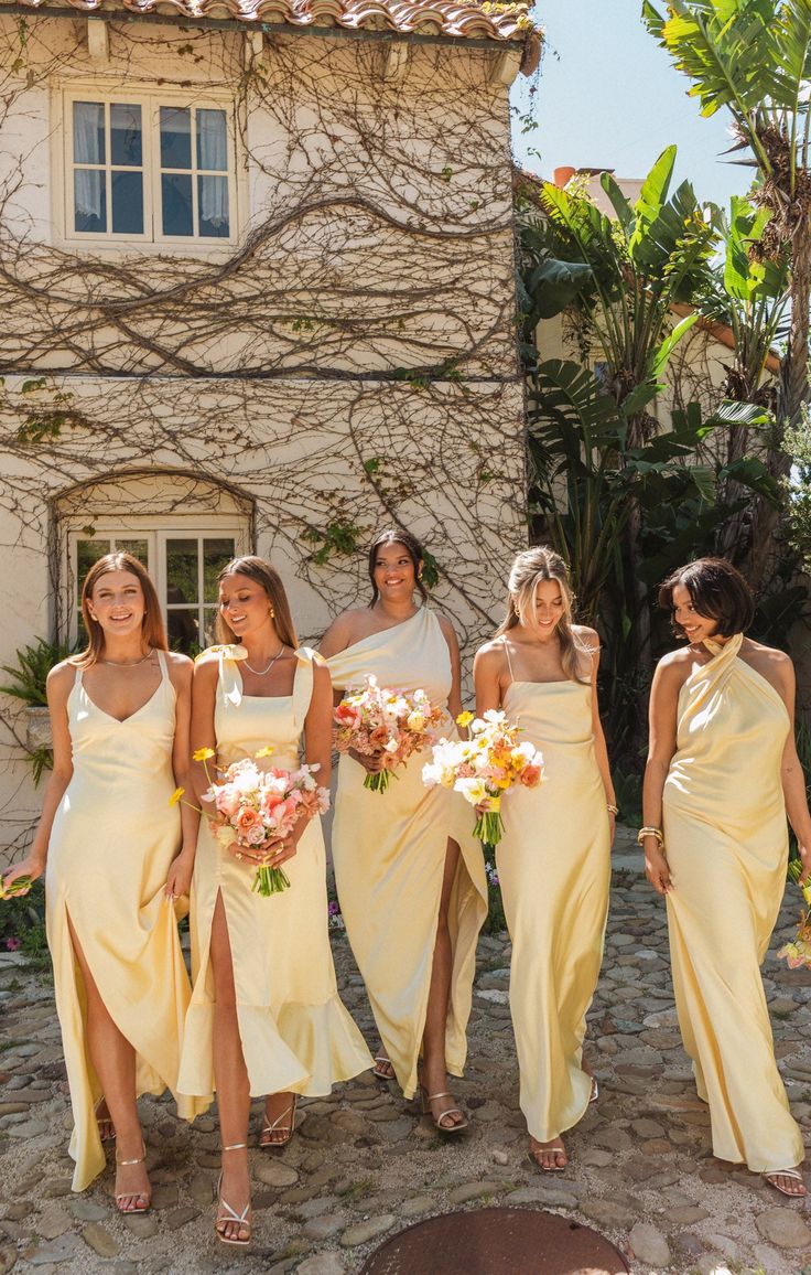 Pastel Yellow Satin Bridesmaid Dresses, LTP3243