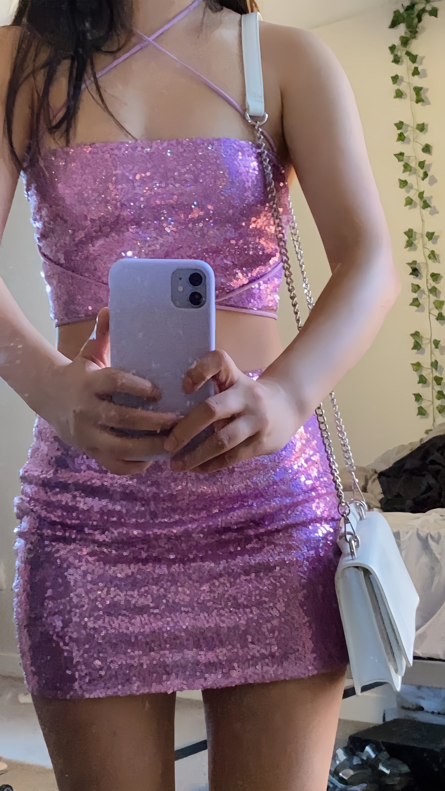Pink Sequin Homecoming Dresses, Two Pieces Bodycon Homecoming Dress, Mini Hoco Party Dresses,LTP3866