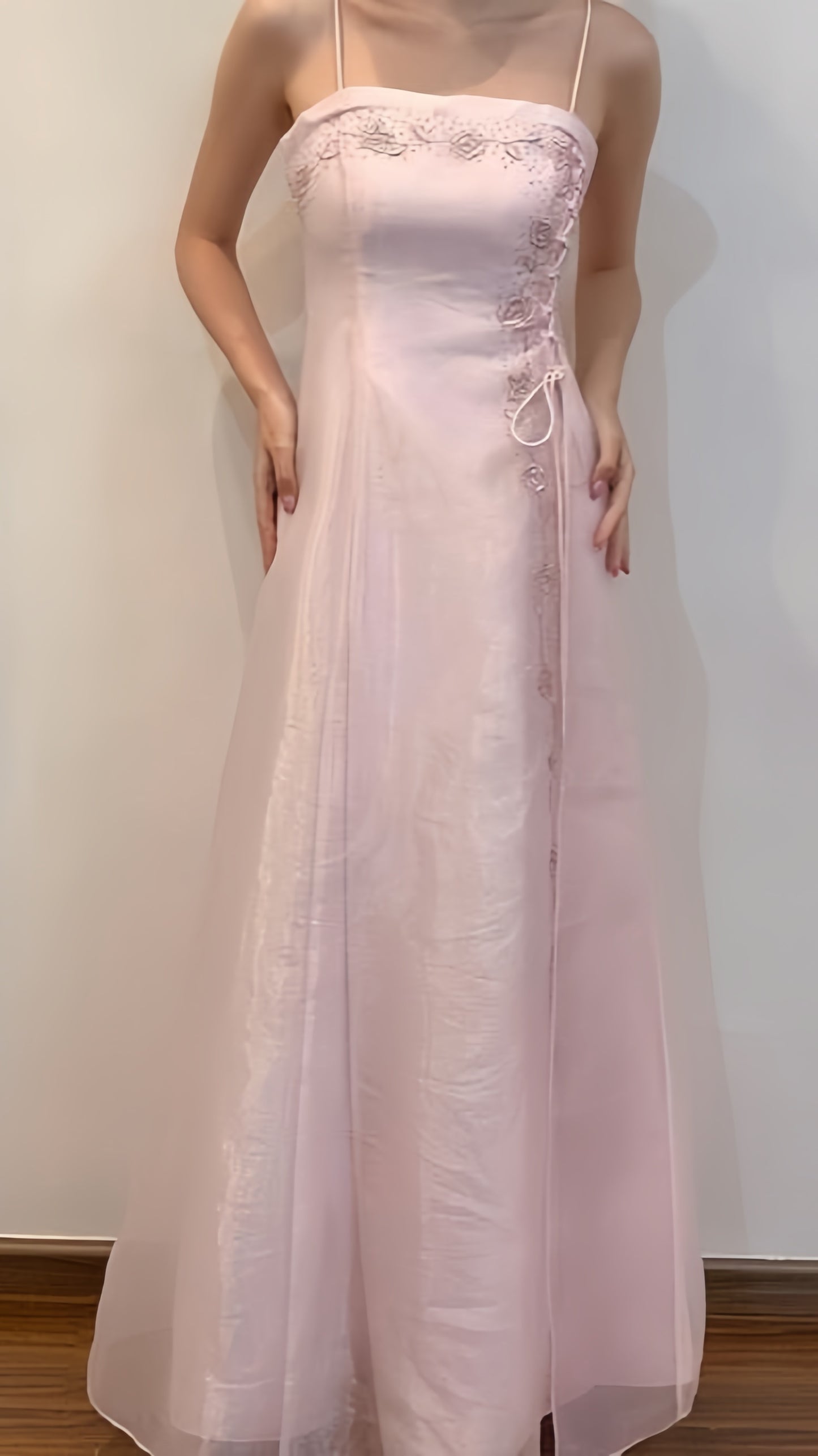 Pink Sheath Spaghetti Straps Organza Prom Dresses Long Party Formal Gown,LTP4043