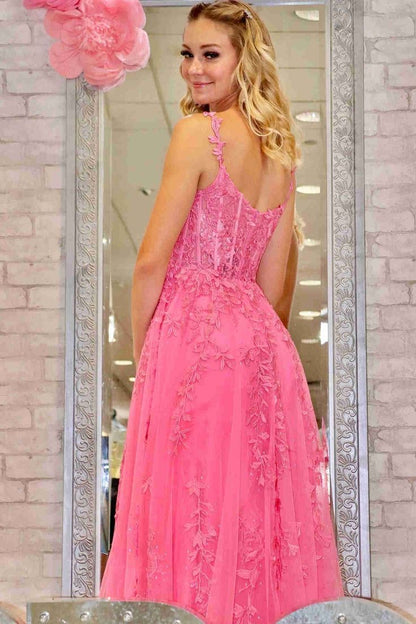 Popular Appliques Tulle A-Line Senior Prom Dress, Long Semi Formal Gown