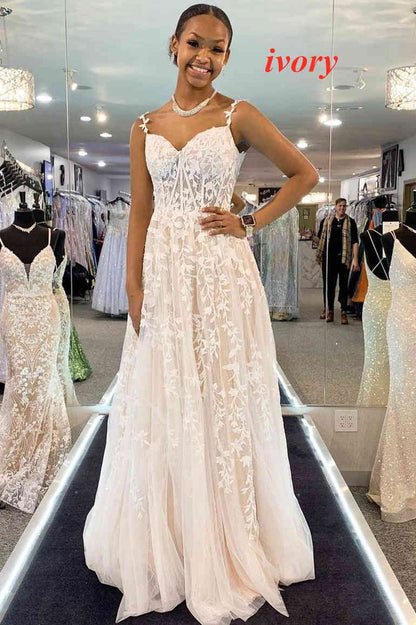 Popular Appliques Tulle A-Line Senior Prom Dress, Long Semi Formal Gown