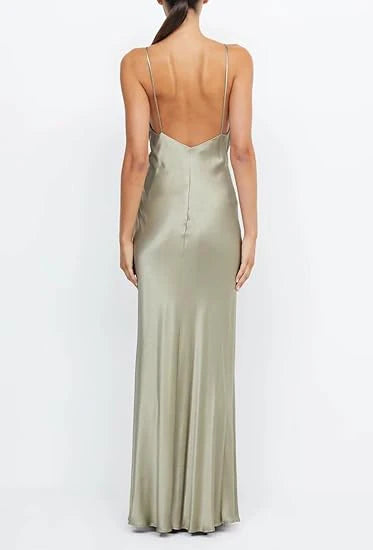 Pretty Mermaid V Neckline Long Yellow Satin Party Dresses Prom Dresses, LTP3628