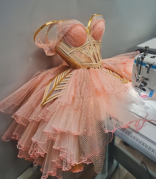 Princess Pink Ball Gown Sweetheart Mini Party Homecoming Dresses,LTP3826