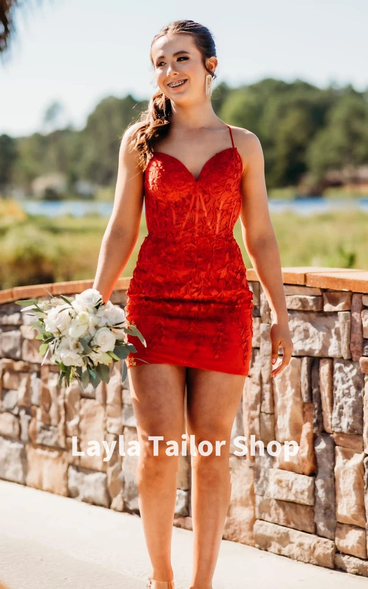 Red Lace Bodycon Homecoming Dresses Tight 2024 School Party Dress, LTP3009