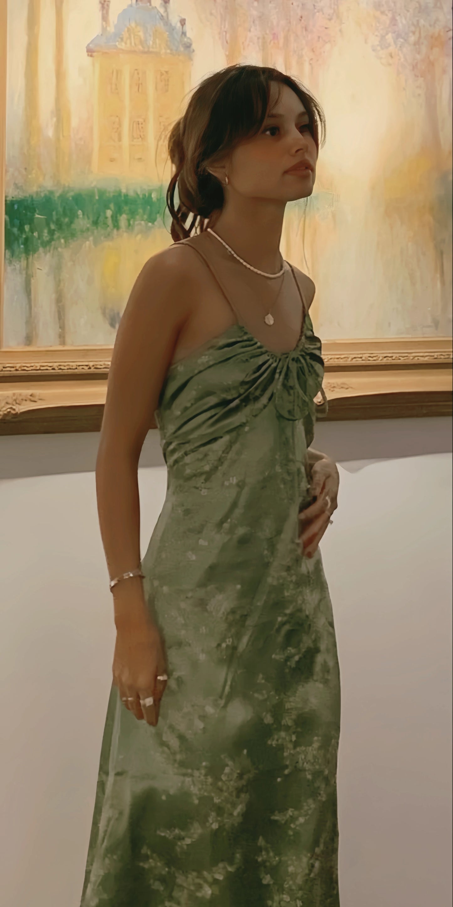 Retro Olive Green Floral Print Evening Prom Dresses Midi Dress,LTP4338