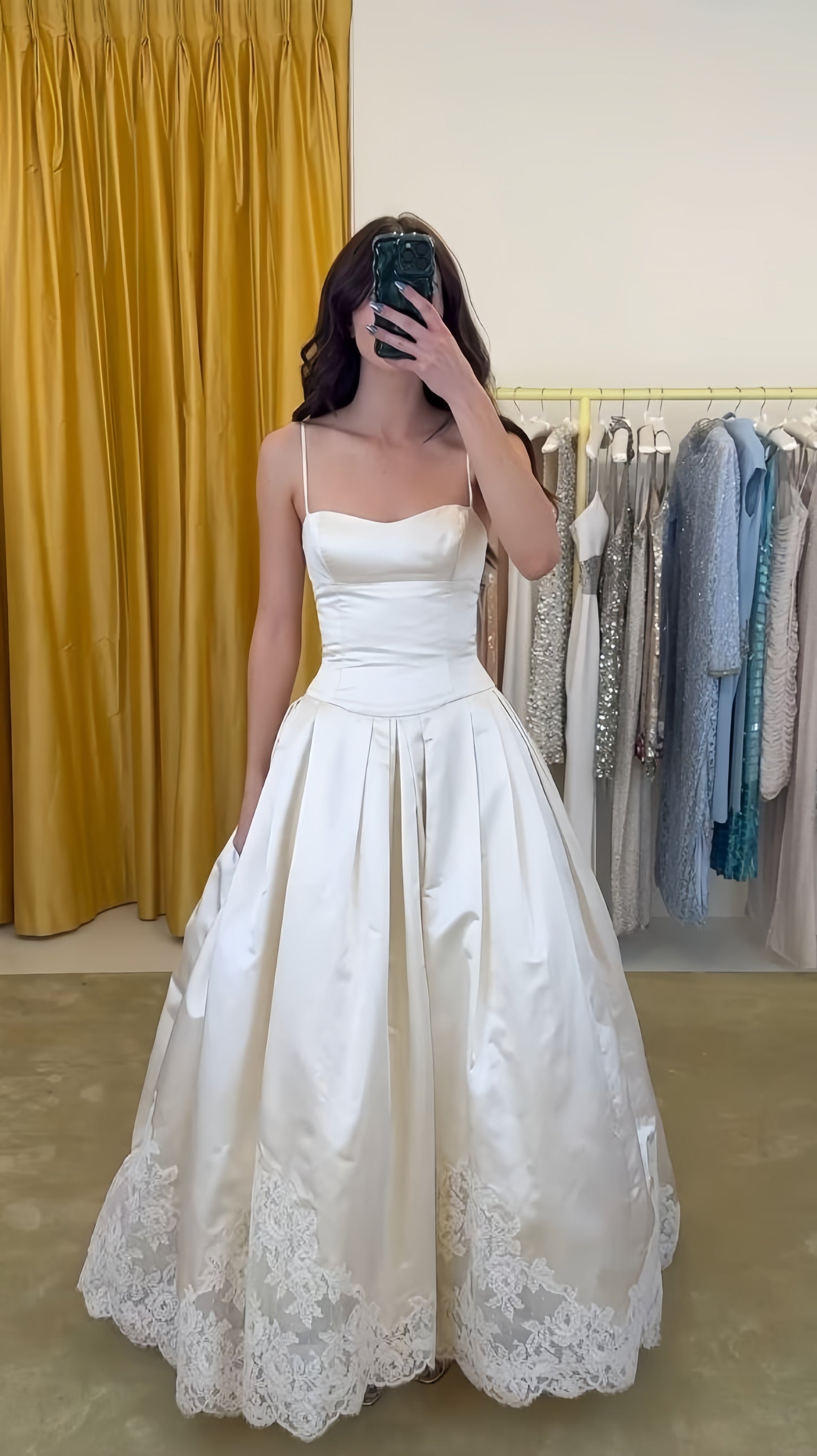 Retro Off White Bridal Gown Spaghetti Straps Lace Wedding Dresses, Prom Ball Gown,LTP4050