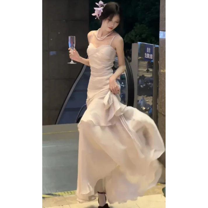 Sexy Mermaid Spaghetti Straps Ivory Long Prom Dresses Night Dress Birthday, LTP3591