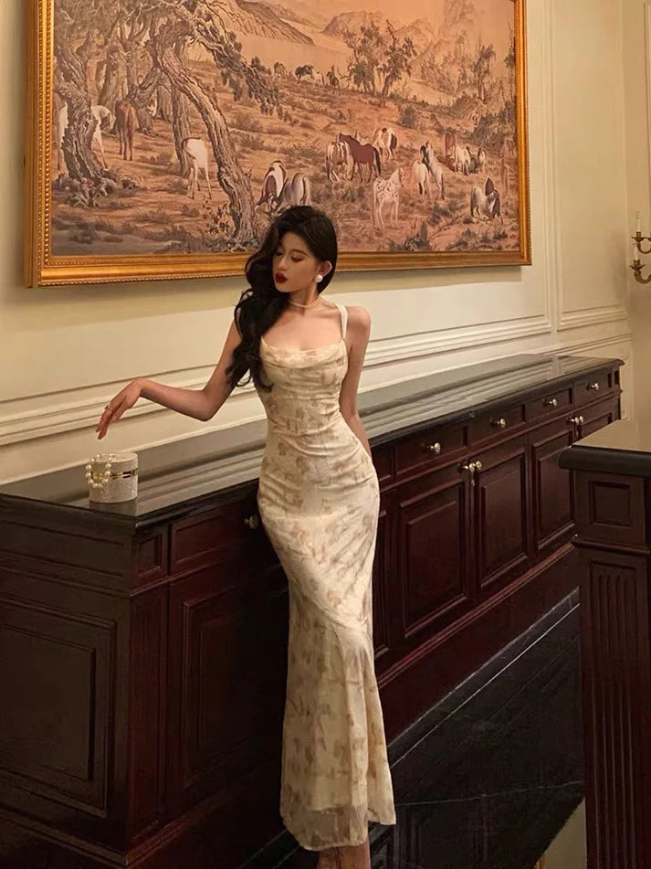 Sexy Sheath Straps Floral Satin Prom Dresses Birthday Outfits Evening Gown, LTP3599