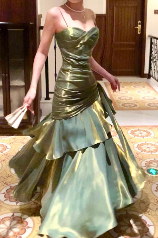 Shiny Green Spaghetti Straps Dance Party Dress Girls Graduation Prom Dresses,LTP4238