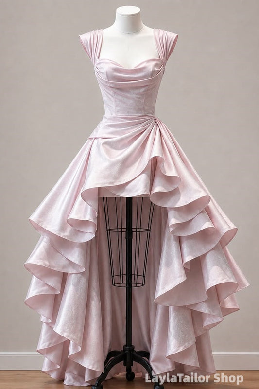 Simple High Low Sweetheart Party Dresses Ruffle Homecoming Dress