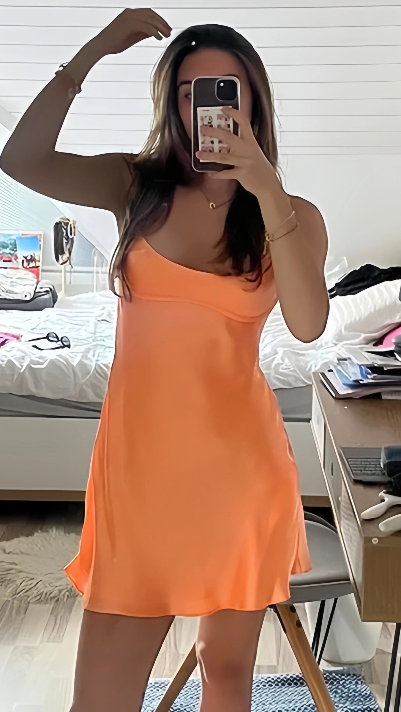 Simple Homecoming Dresses Orange Satin Mini School Semi Hoco Dress Short Formal Graduation Dress,LTP3844