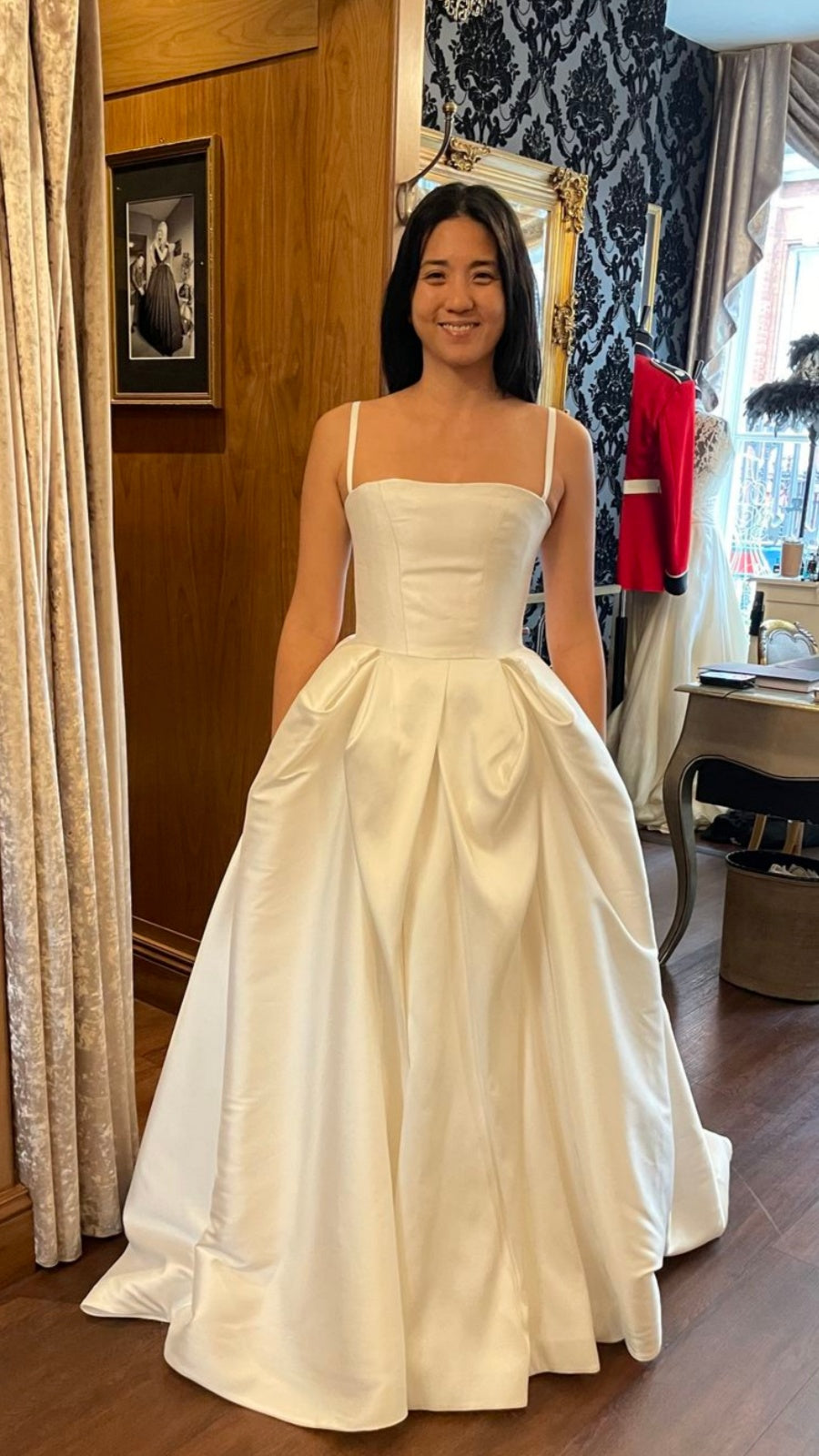 Simple Ivory Satin Wedding Dresses A-line Bridal Dress,LTP4091