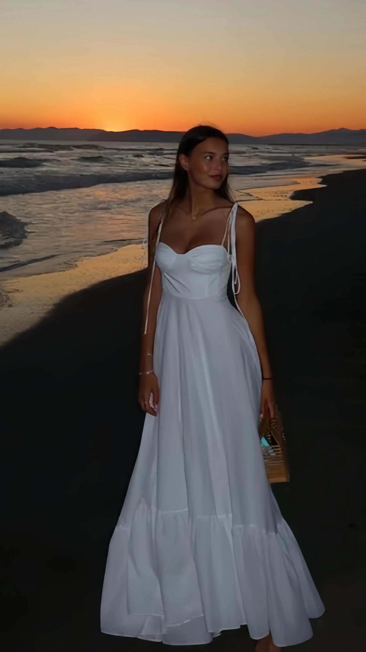 Simple White A-Line Organza Prom Dresses Long Holiday Dress,LTP4059