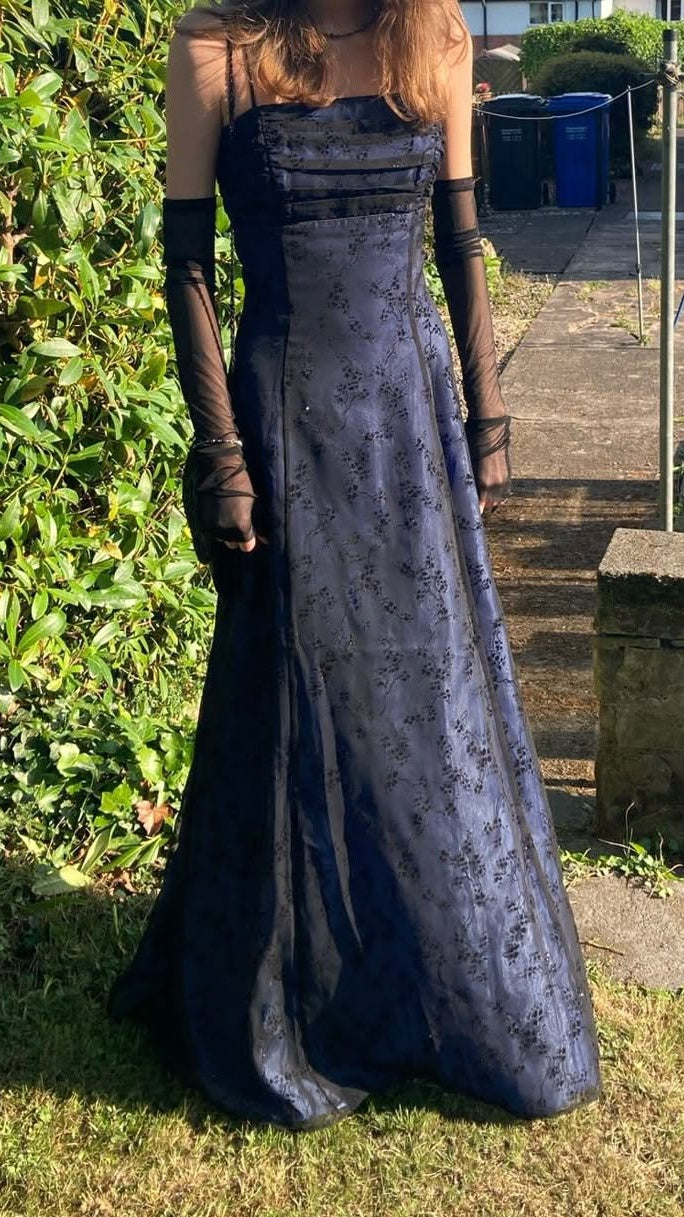 Spaghetti Straps Blue Long Prom Dresses Sheath Lace Party Formal Gown,LTP4138