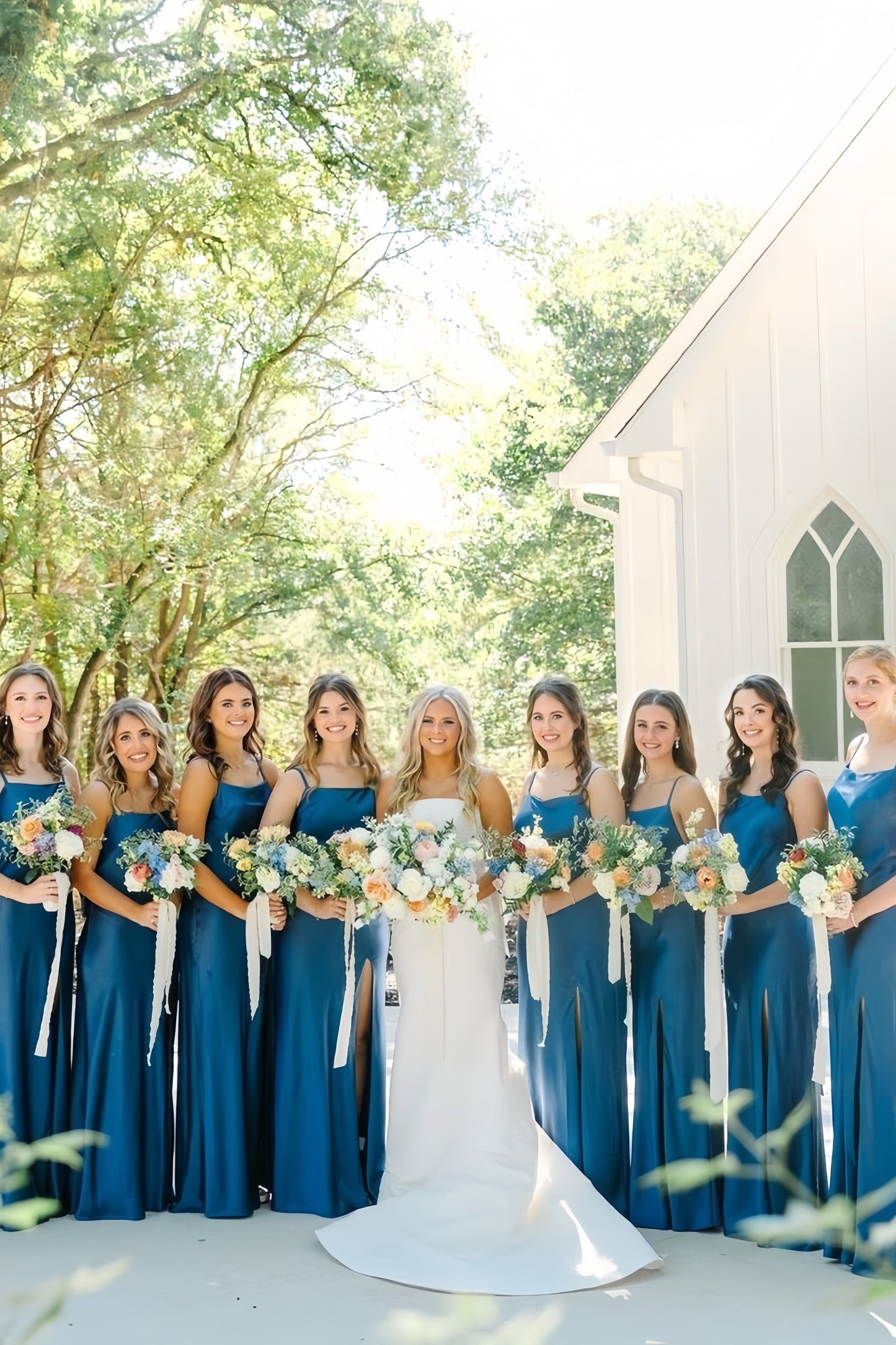 Spaghetti Straps Blue Wedding Party Dress, Backless Sleeveless Bridesmaid Dress,LTP3677