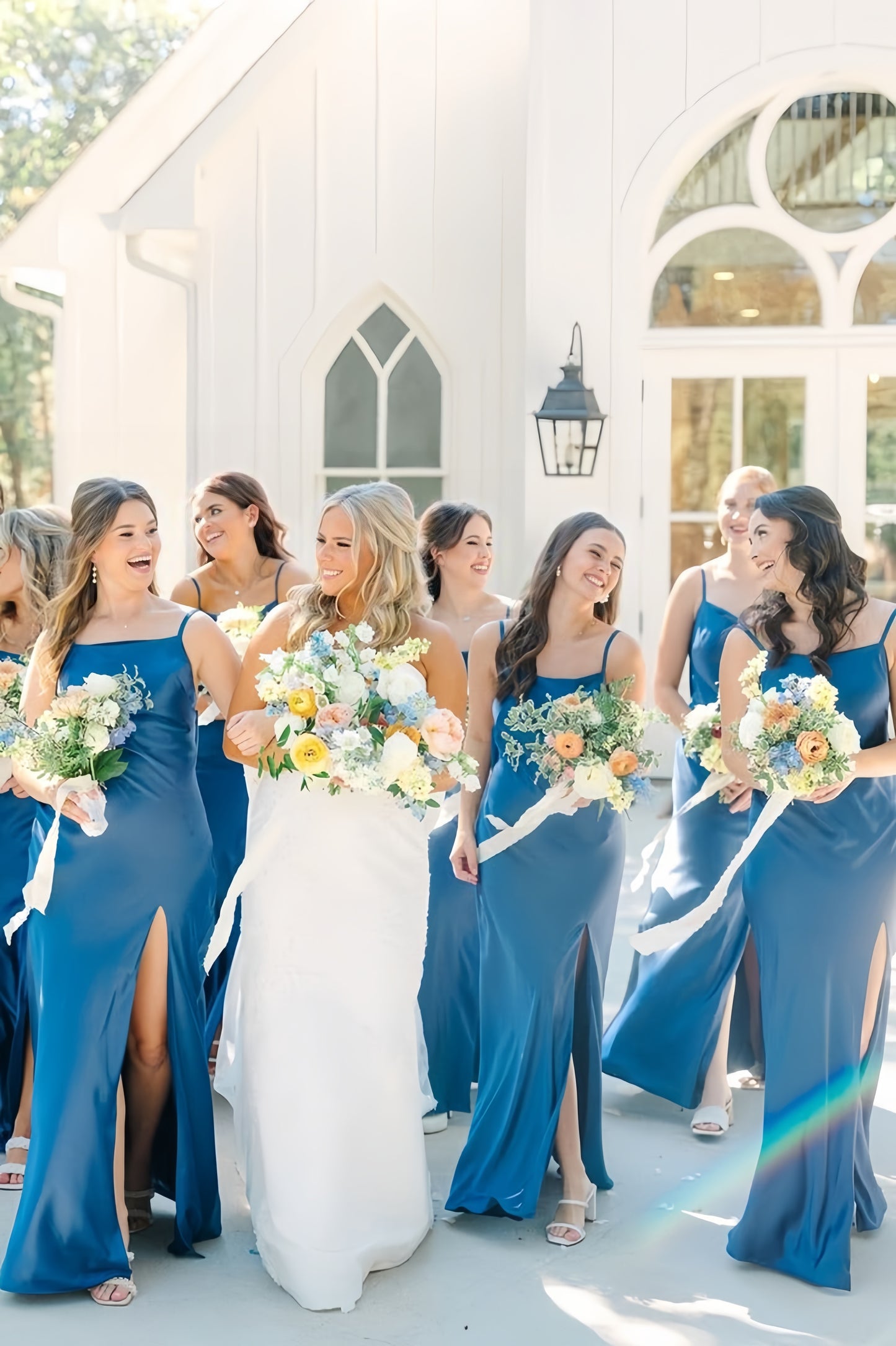Spaghetti Straps Blue Wedding Party Dress, Backless Sleeveless Bridesmaid Dress,LTP3677