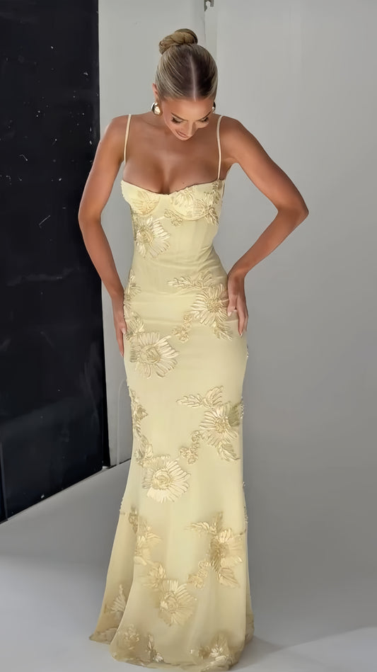 Spaghetti Straps Floral Long Prom Dresses Sheath Sexy Party Dress, LTP3939