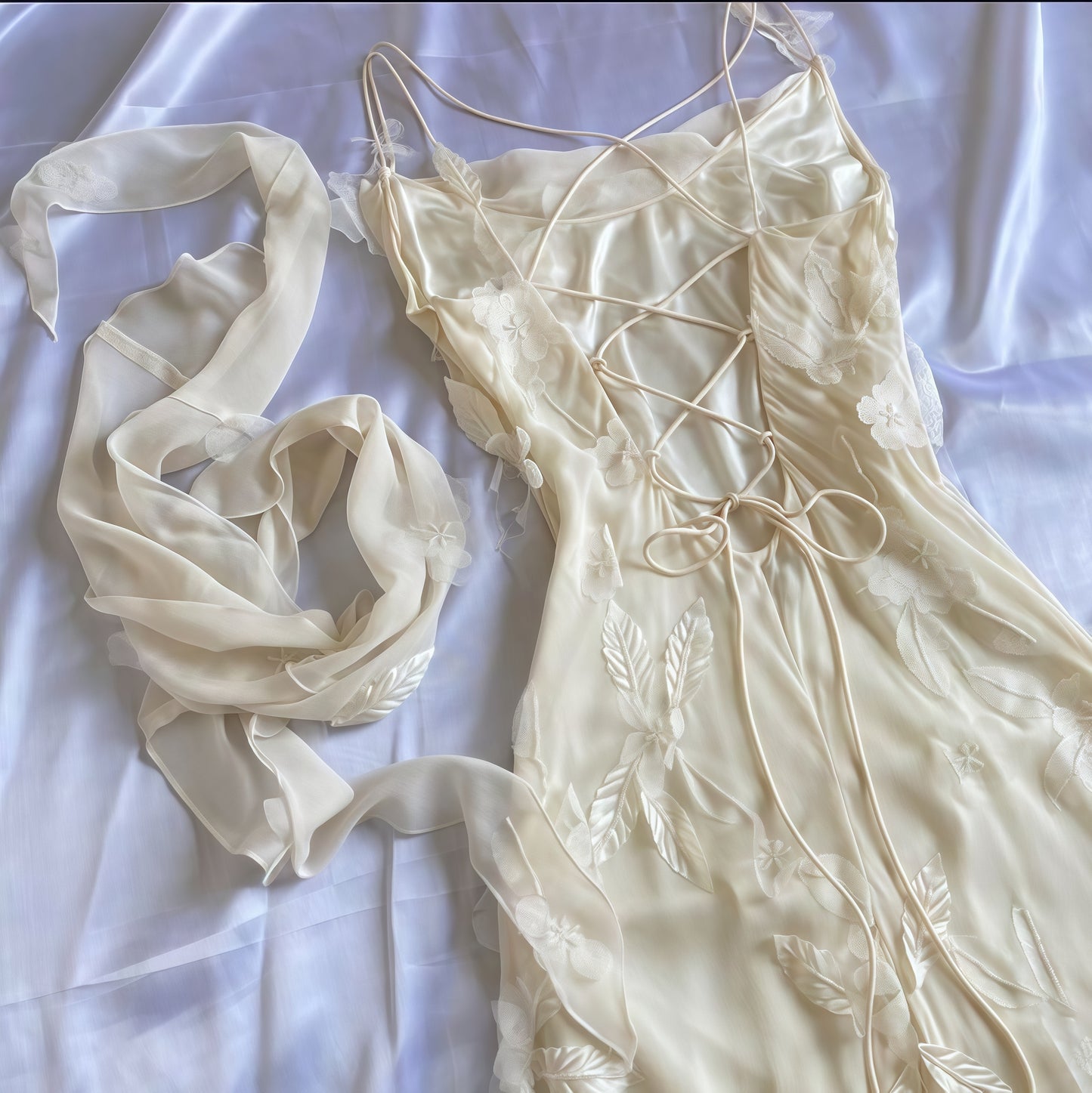 Spaghetti Straps Floral Off White Party Dress, LTP3480