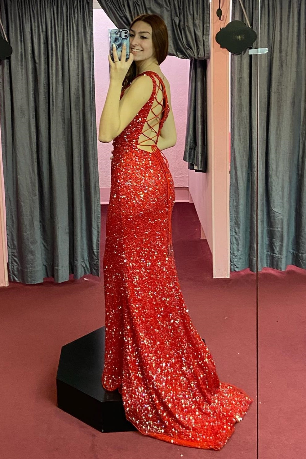 Sparkle Hot Pink Sequin Mermaid One Shoulder Long Formal Dress