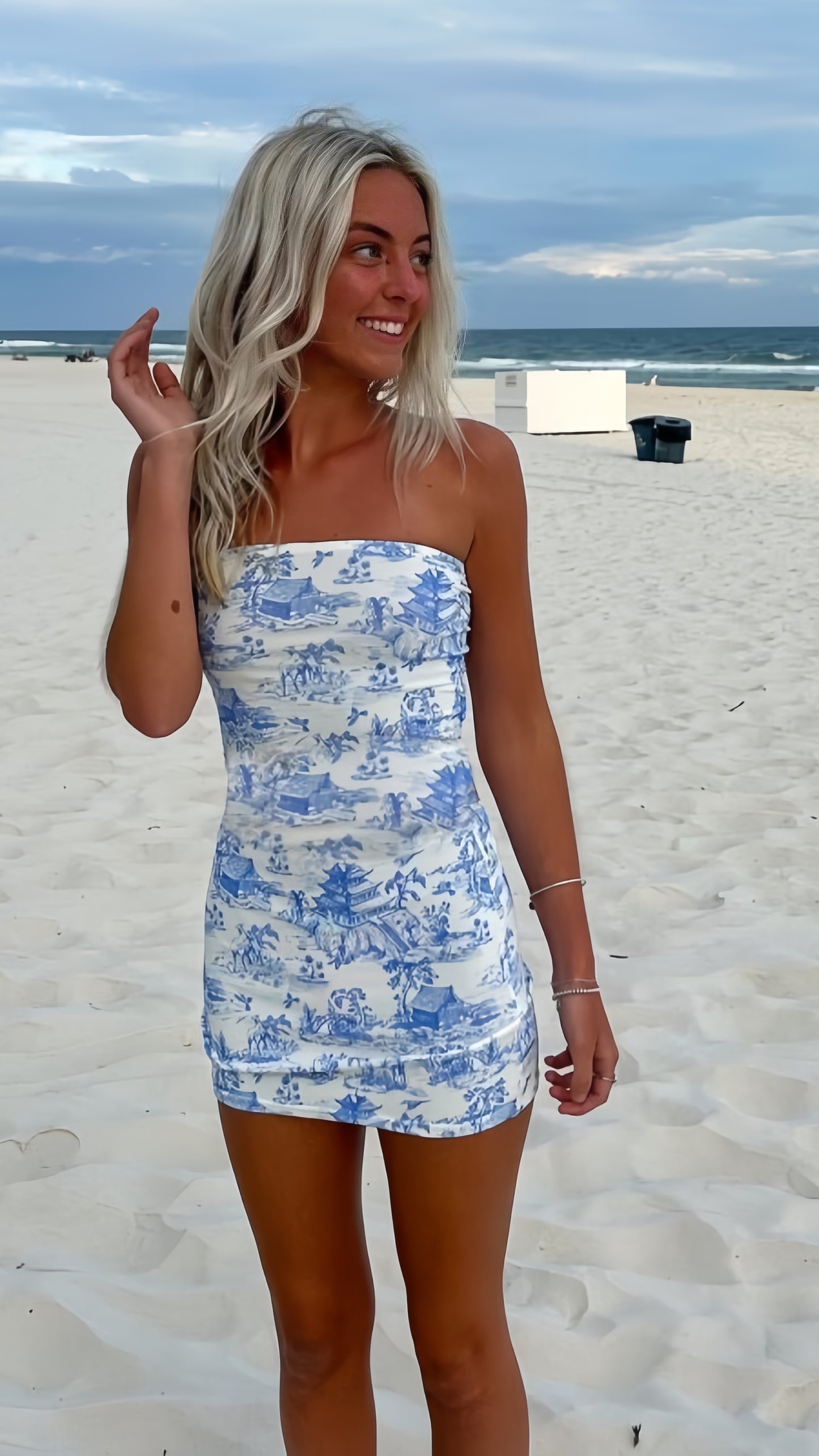 Strapless Floral Bodycon Homecoming Dresses Short Dress ,LTP3895
