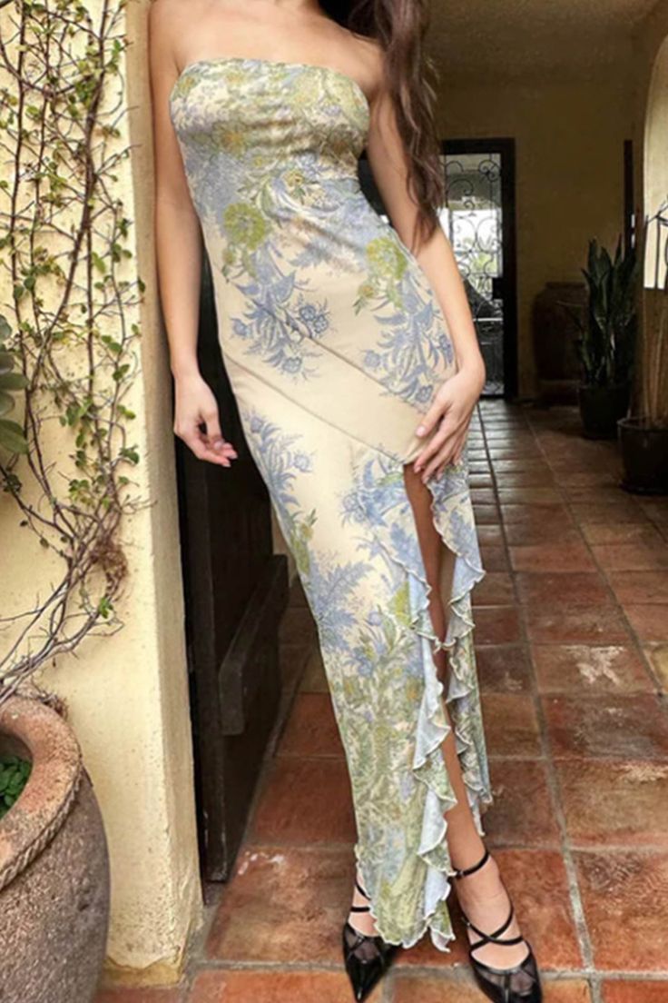 Strapless Floral Bodycon Party Dress, LTP3516