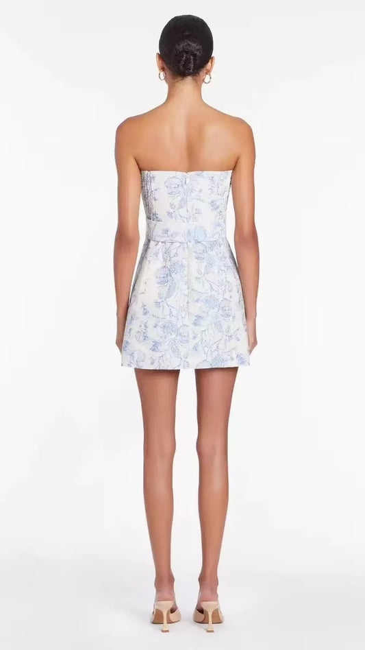 Strapless Floral Short Homecoming Dresses With Zipper Back, LTP3938