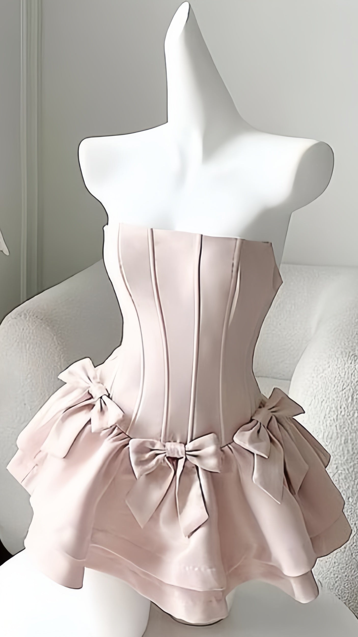 Strapless Light Pink Bowknot Homecoming Dresses Mini Party Dress,LTP3858