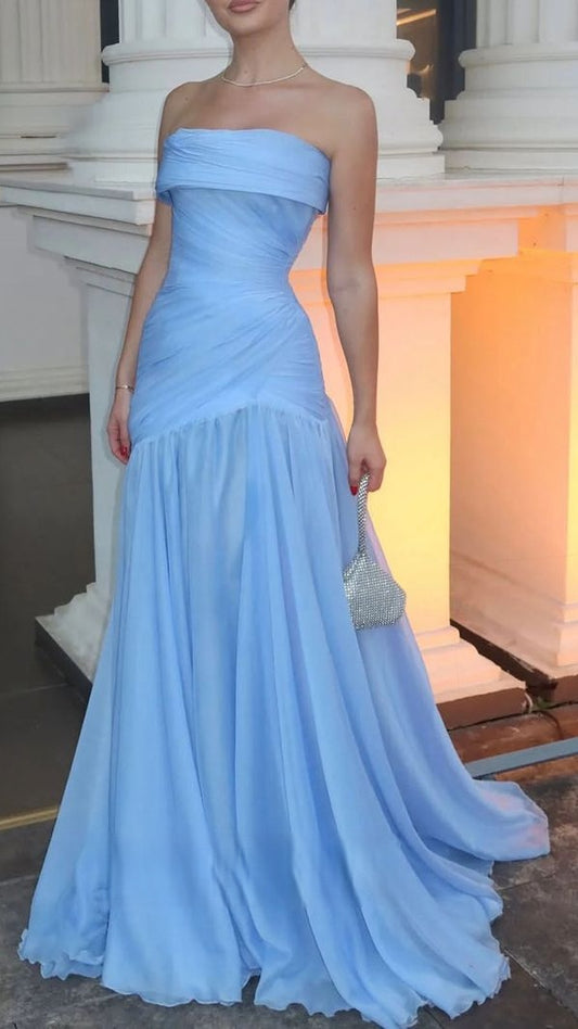 Strapless Mermaid Chiffon Formal Prom Dress,LTP4468