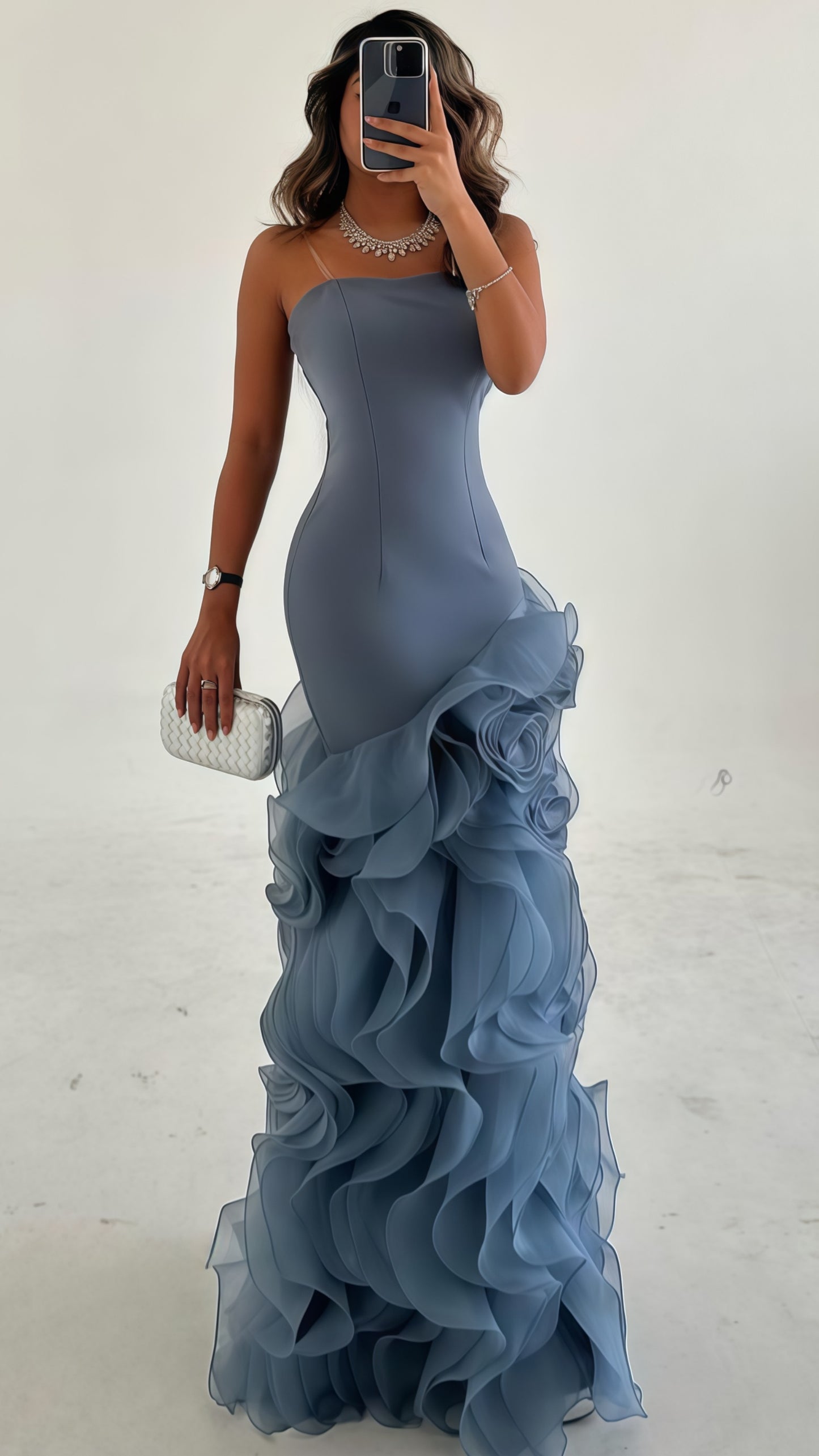 Strapless Mermaid Floral Party Dress, Sleeveless Formal Prom Dress,LTP3690