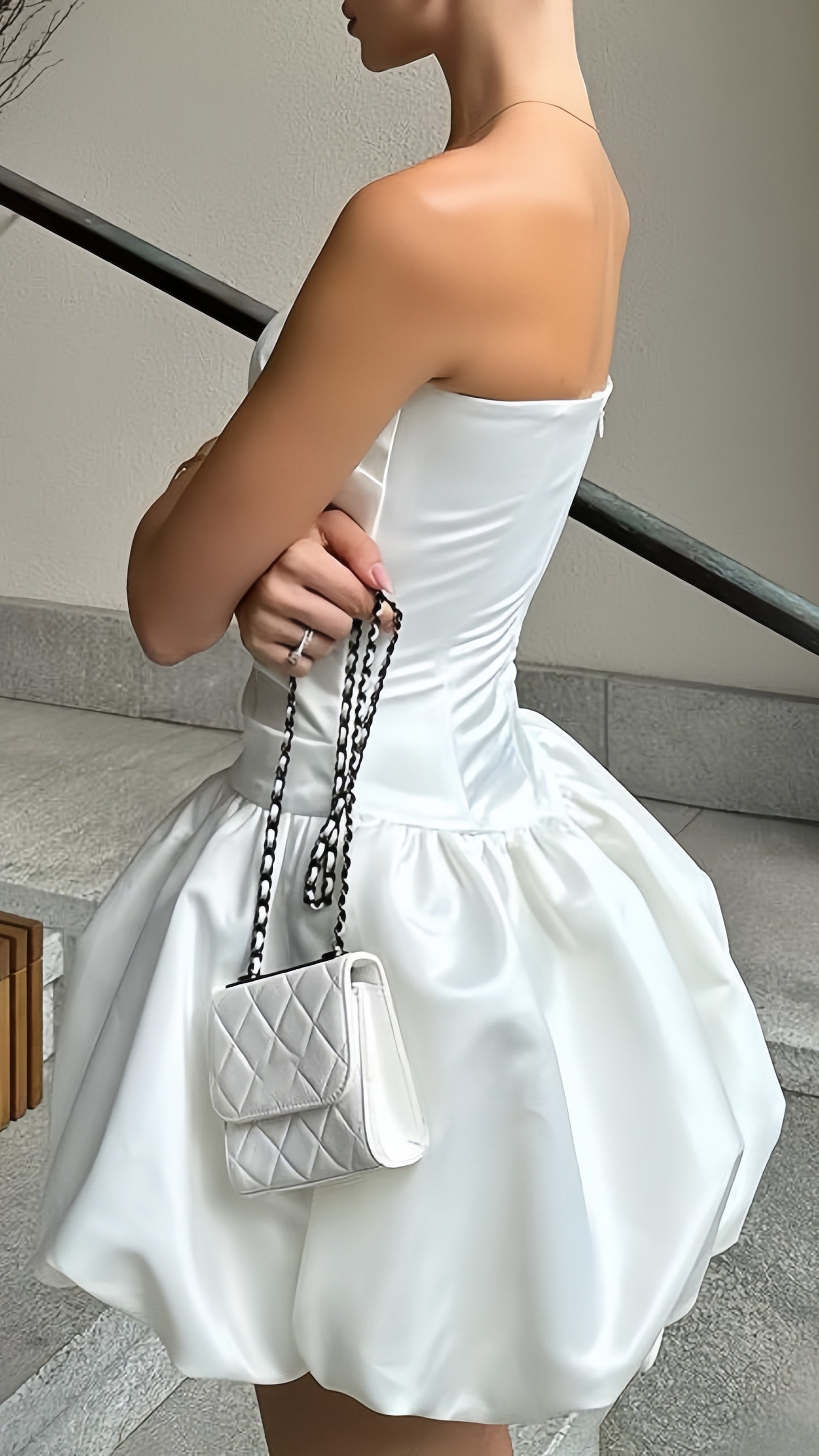 Strapless White Mini Homecoming Dresses Short Wedding Dress,LTP3864
