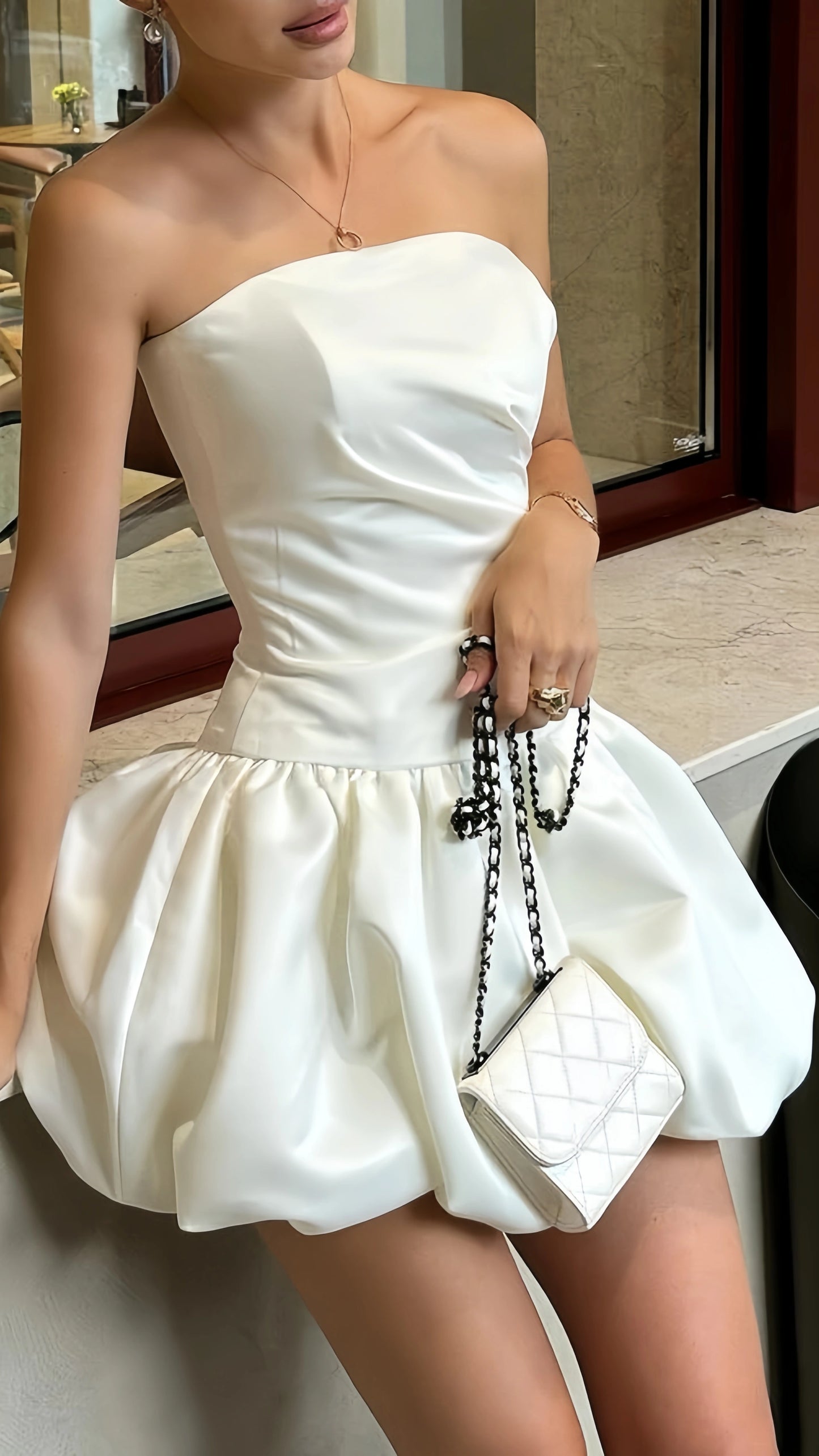 Strapless White Mini Homecoming Dresses Short Wedding Dress,LTP3864