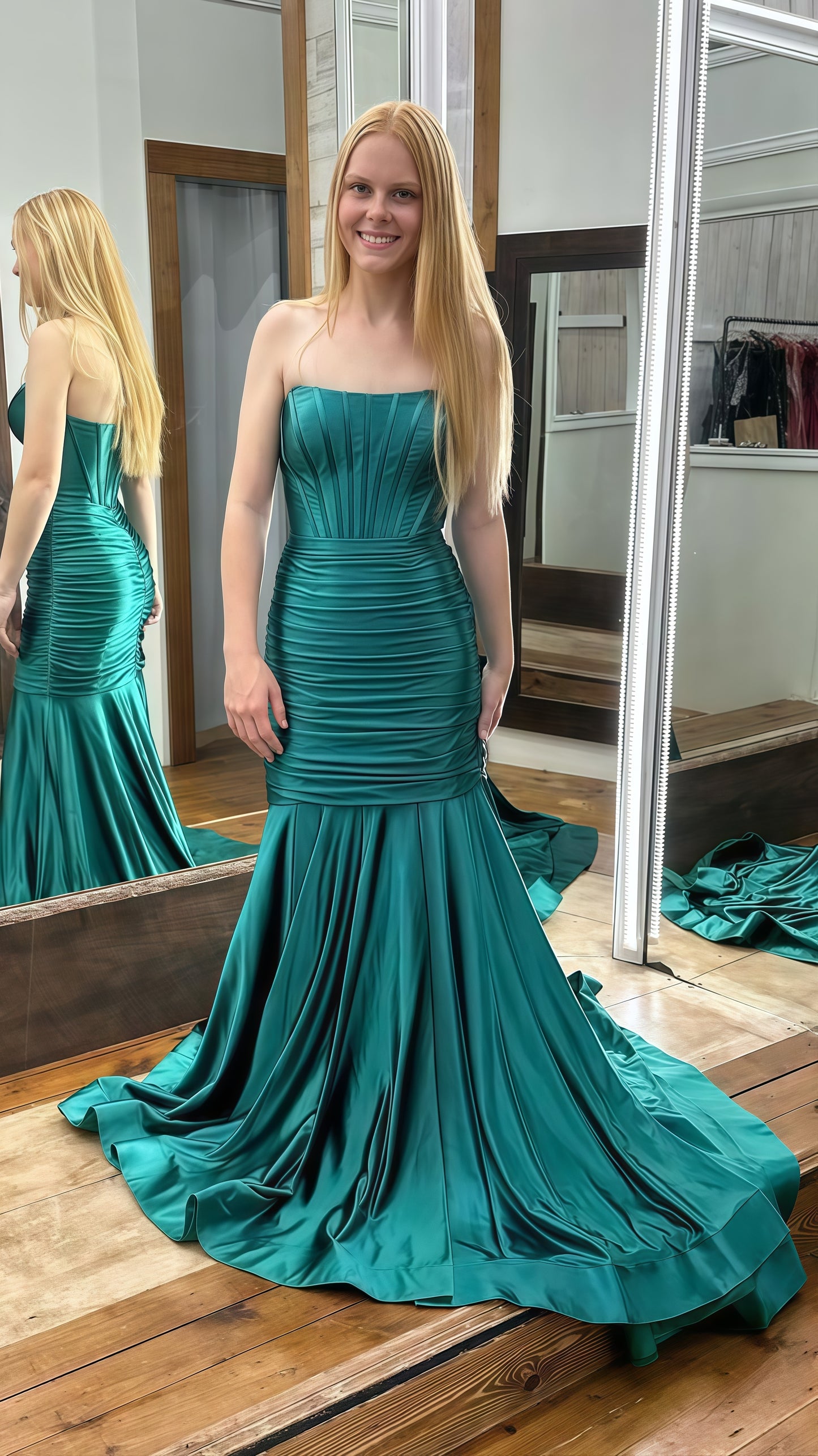 Strapless Mermaid Sleeveless Prom Dresses,LTP3434