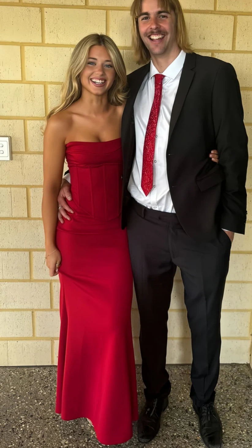 Strapless Red Mermaid Long Prom Dresses, LTP3472