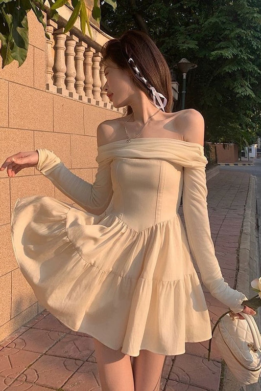 Sweet Off The Shoulder Homecoming Dresses With Long Sleeves,LTP3900