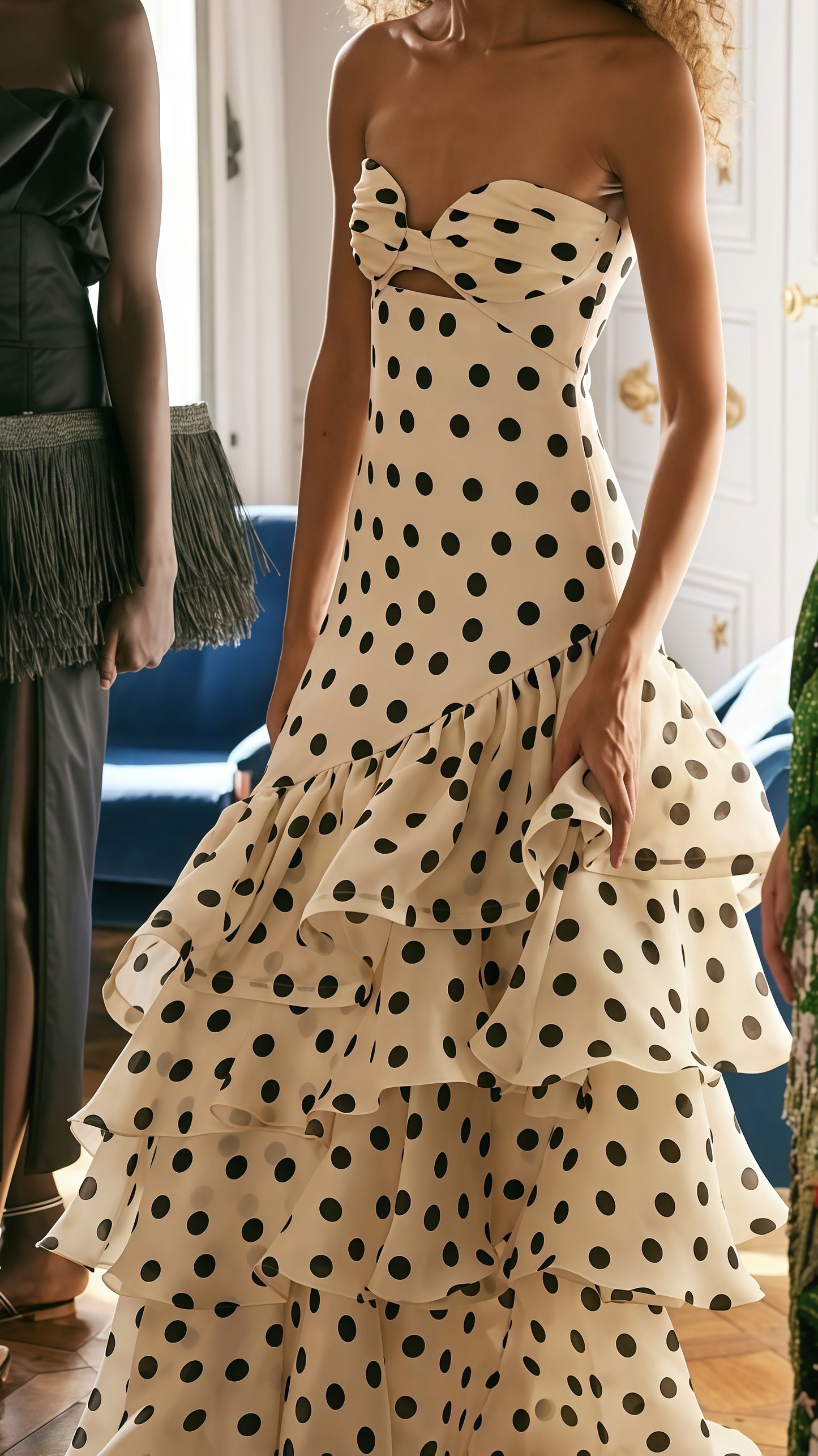 Sweetheart Dots Ruffle Chiffon Prom Dress, LTP3504