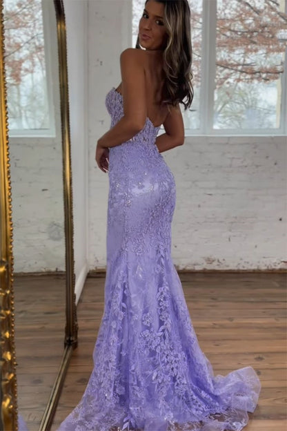 Sweetheart Lace Mermaid Long Prom Dress