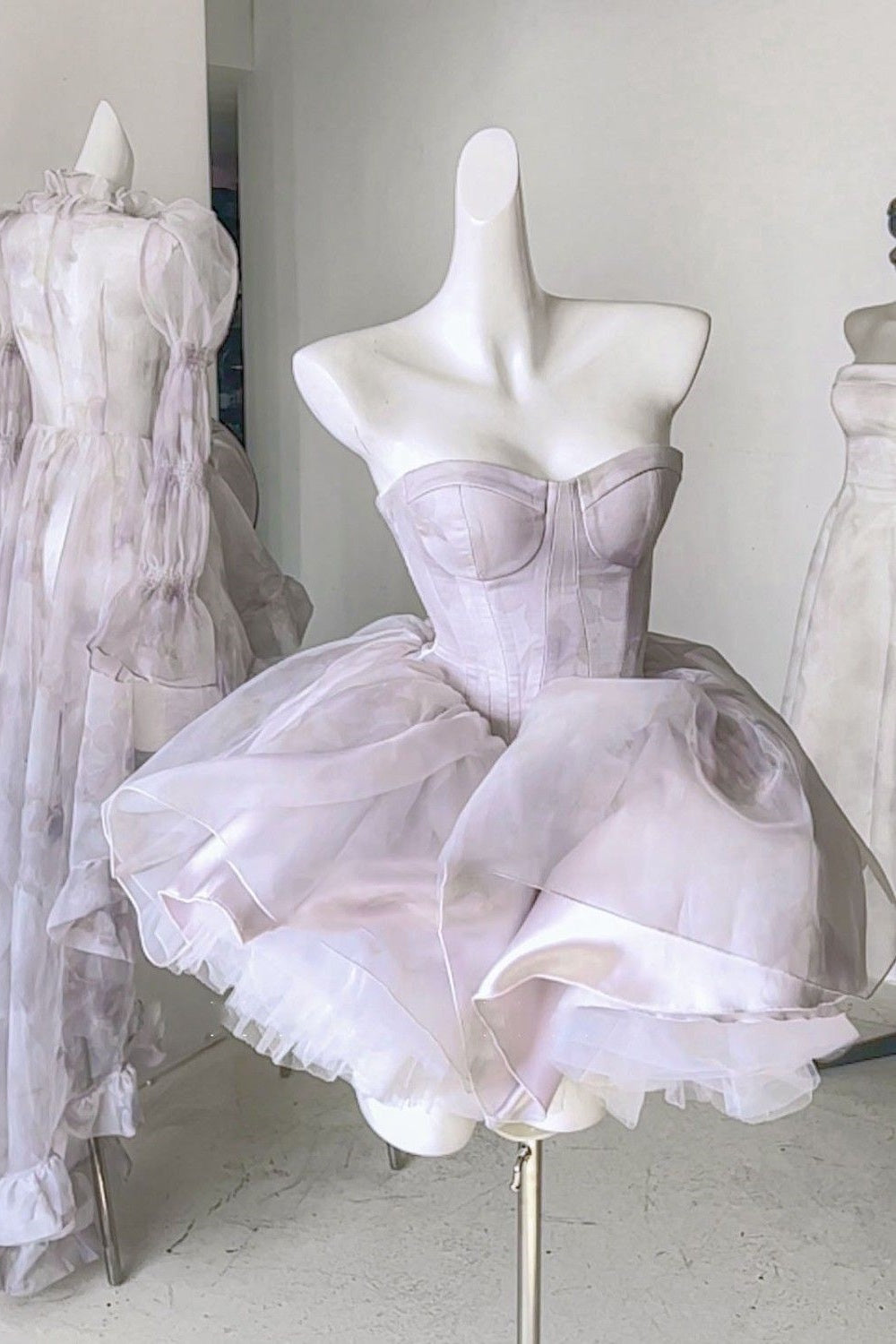 Sweetheart Organza Floral Homecoming Dresses Sleeveless Party Ball Gown,LTP3911