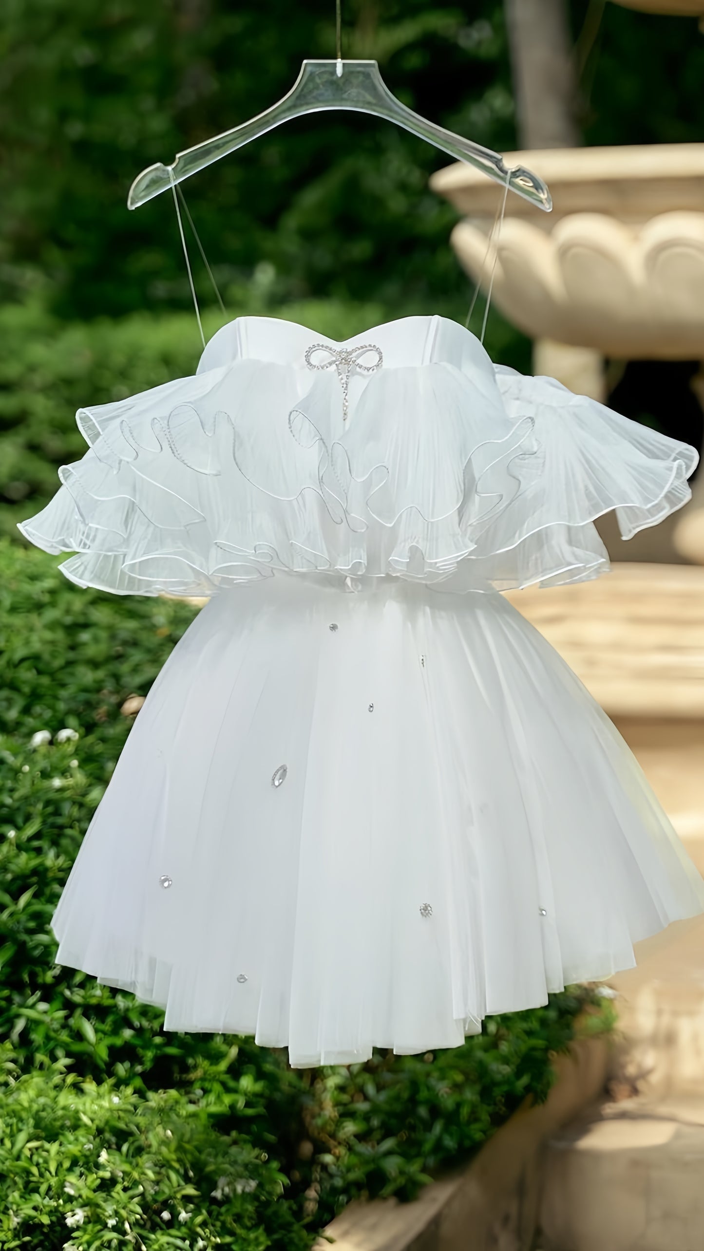 Sweetheart White Organza Beaded Homecoming Dress Princess Celebrity Dress, LTP3328