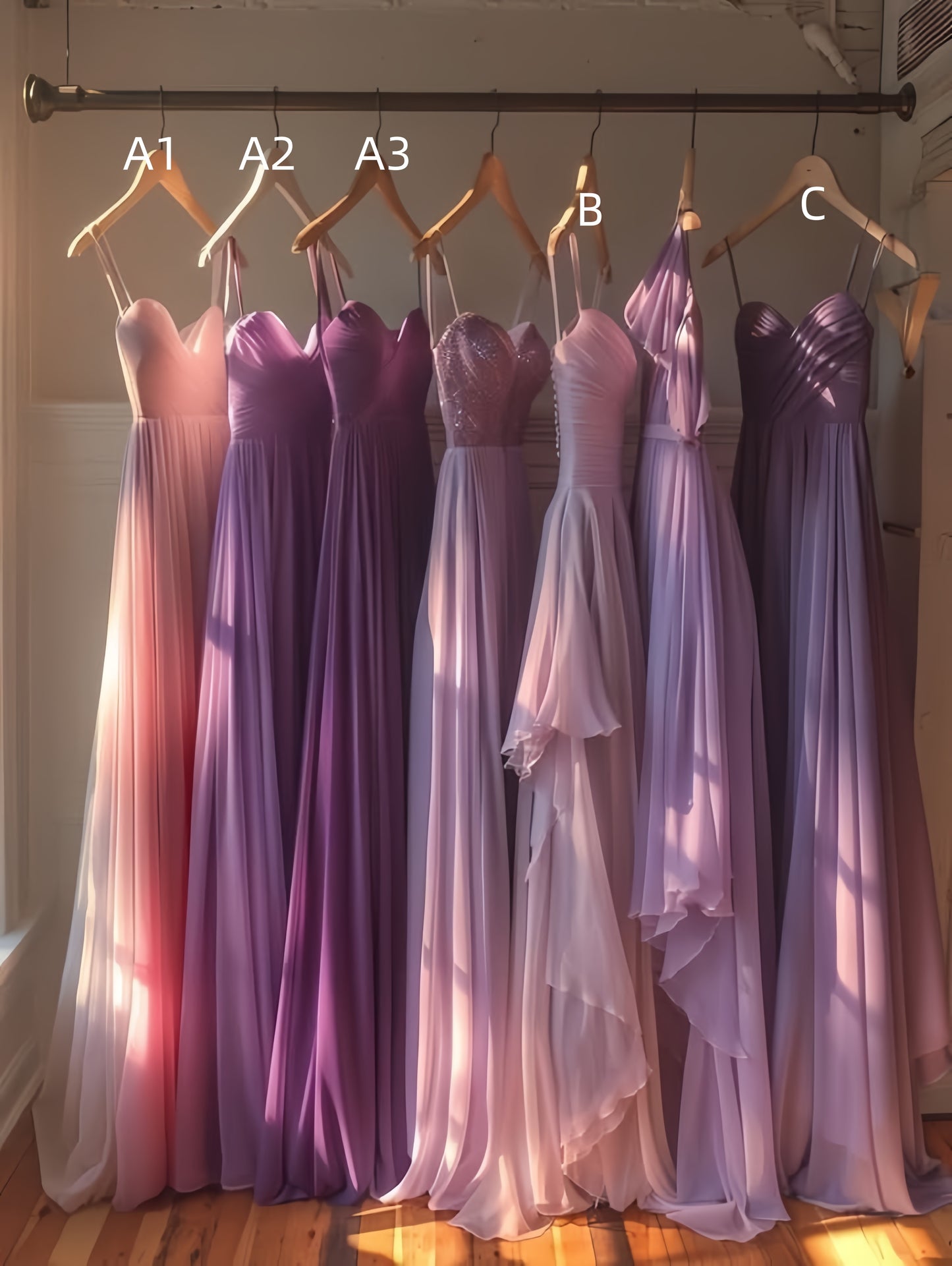 Sweetheart Pleated Bridesmaid Dress, Spaghetti Straps Chiffon Bridesmaid Dress,LTP3681