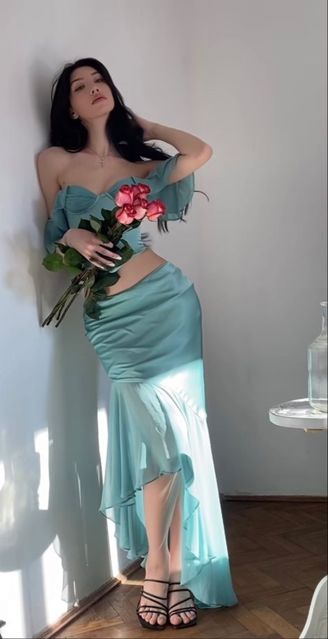 Two Pieces Chiffon Mermaid Prom Dresses