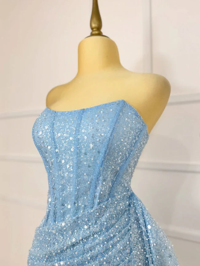 Glitter Strapless Bodycon Homecoming Dresses Pleated Cocktail Dress, LTP3782